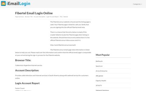 Fibertel Email Login Page URL 2020 | iEmailLogin