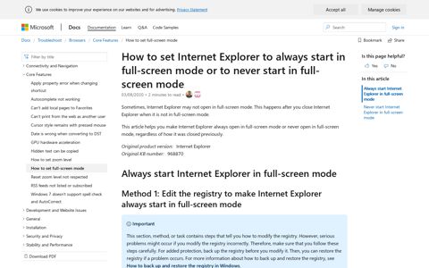 How to set full-screen in Internet Explorer - Browsers ...