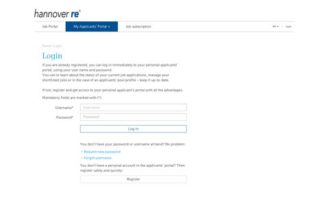 Login Hannover Rück SE - Job Portal - Hannover Re