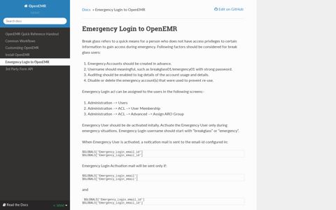 Emergency Login to OpenEMR — OpenEMR 4.2.0 ...