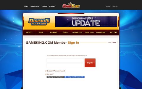 Sign In - Digimon Masters - GAMEKING