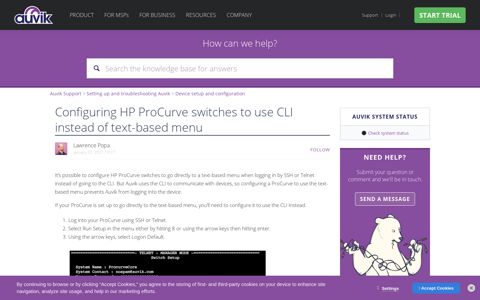 Configuring HP ProCurve switches to use CLI instead of text ...