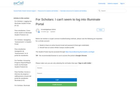 For Scholars: I can't seem to log into Illuminate Portal ...