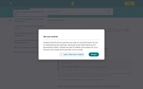 How can I see my monthly bill from EE? | Help | EE