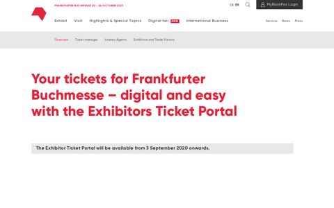 The Exhibitor Ticket Portal of Frankfurter Buchmesse