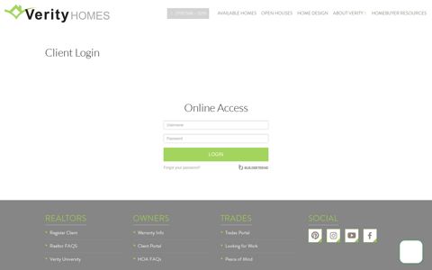 Client Login | Verity Homes
