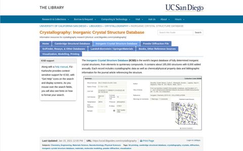 Inorganic Crystal Structure Database - Crystallography ...