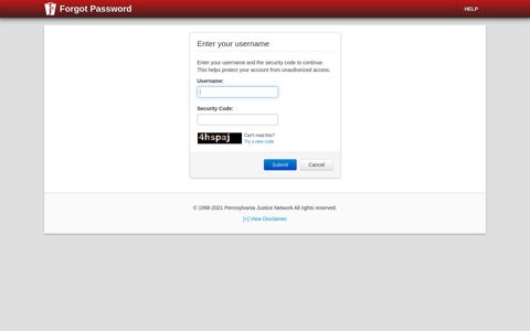 Forgot Password - Pennsylvania Justice Network - PA.gov