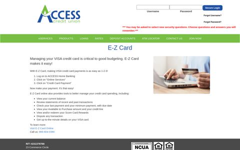 EZ Card - ACCESS Credit Union