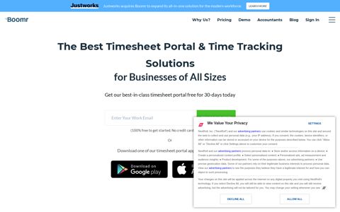 Timesheet Portal for Simple Employee Time Tracking - Boomr