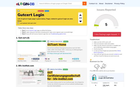 Gutcert Login - A database full of login pages from all over the internet!