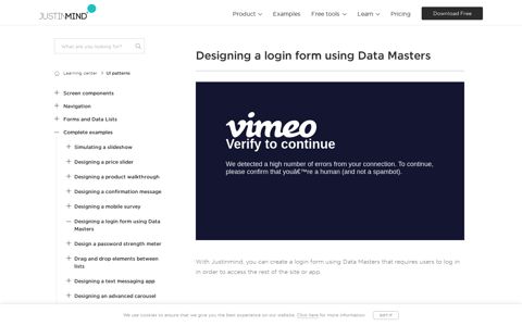 Create a login form with Data Masters in Justinmind