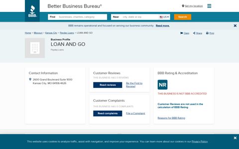 LOAN AND GO | Better Business Bureau® Profile