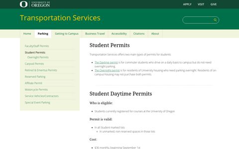 Student Permits | Transportation Services