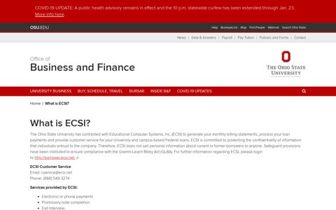 What is ECSI? | Office of Business and Finance