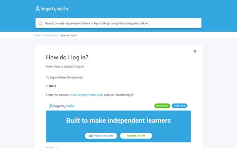 How does a student log in - HegartyMaths Help Pages