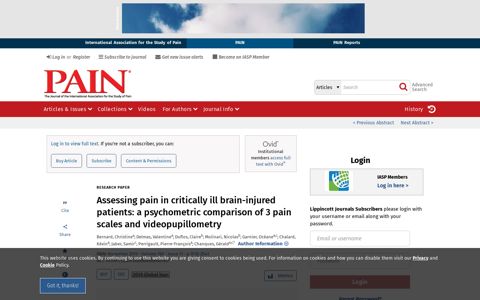 Assessing pain in critically ill brain-injured patients: a p... : PAIN