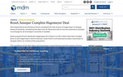Rexel, Sonepar Complete Hagemeyer Deal - Modern ...