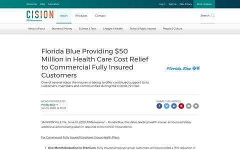 Florida Blue Providing $50 Million in Health Care Cost Relief ...