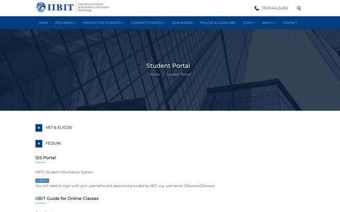Student Portal - IIBIT Education Group