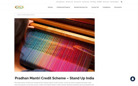 Pradhan Mantri Credit Scheme - Stand Up India - IndiaFilings