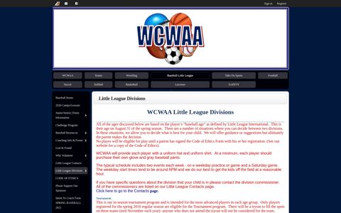Little League Divisions | Wesley Chapel Weddington Athletic ...
