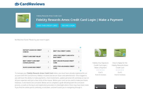 Fidelity Rewards Amex Credit Card Login | Make a Payment