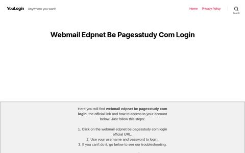 ▷ Webmail Edpnet Be Pagesstudy Com Login - YouLogin