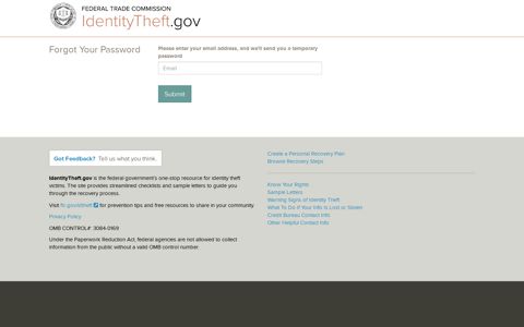 Forgot Your Password - IdentityTheft.gov