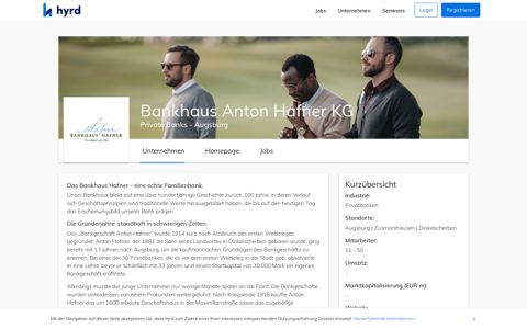 Bankhaus Anton Hafner KG | hyrd Unternehmesprofil - hyrd.de