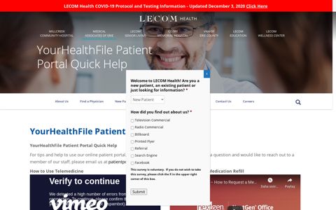 YourHealthFile Patient Portal Quick Help - LECOM Health