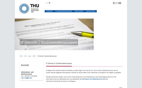 IT Dienste | Studierendenausweis - Hochschule Ulm