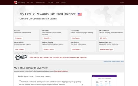 My FedEx Rewards | Gift Card Balance Check - gcb.today