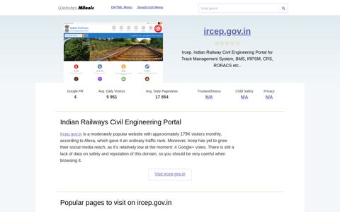 Ircep.gov.in website. Indian Railways Civil Engineering Portal.
