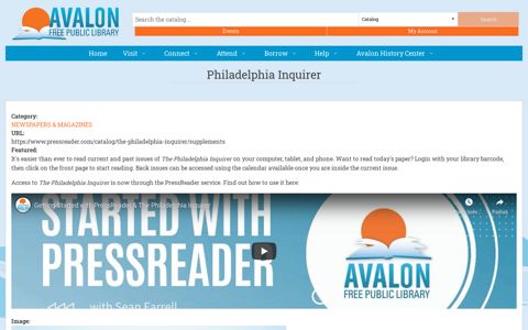 Philadelphia Inquirer | Avalon Free Public Library