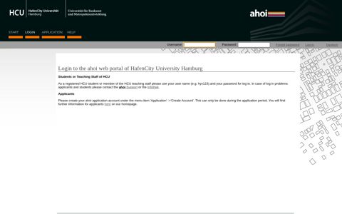 Login to the ahoi web portal of HafenCity University ... - ahoi hcu!