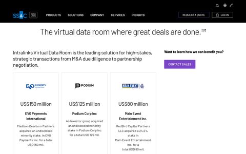 The virtual data room where great deals are done.™ | Intralinks
