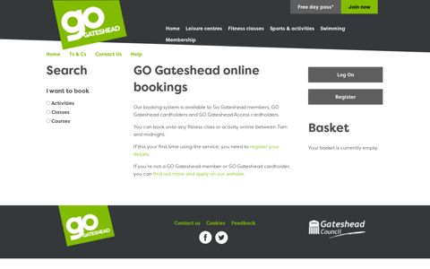 Leisure Bookings | Go Gateshead Home