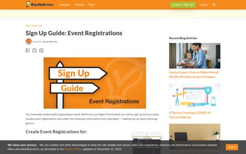 Sign Up Guide: Event Registrations - Sign Up Genius