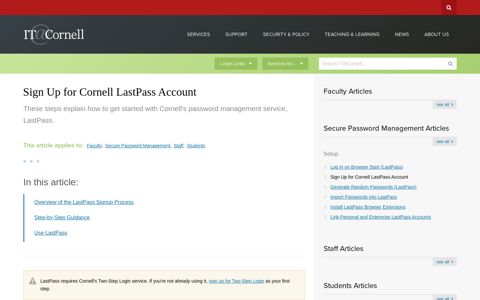 Sign Up for Cornell LastPass Account | IT@Cornell