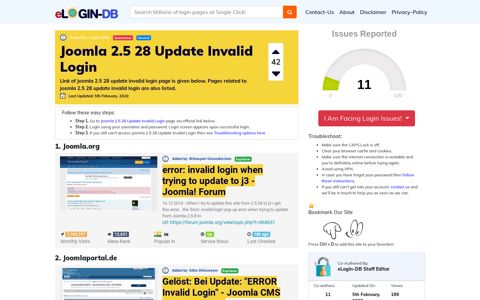 Joomla 2.5 28 Update Invalid Login