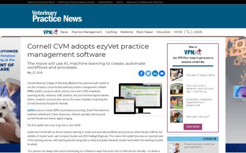 Cornell CVM adopts ezyVet practice management software