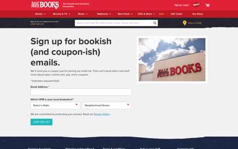 Join the HPB email list - Half Price Books