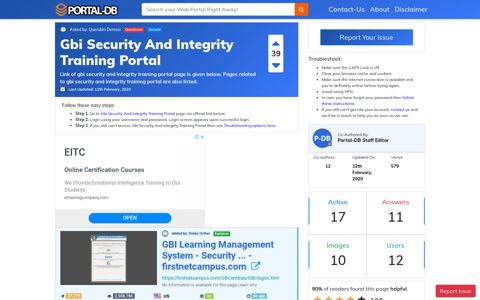 Gbi Security And Integrity Training Portal