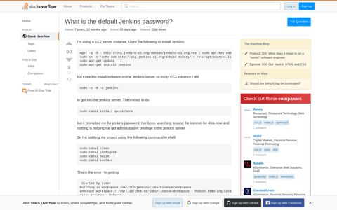 What is the default Jenkins password? - Stack Overflow