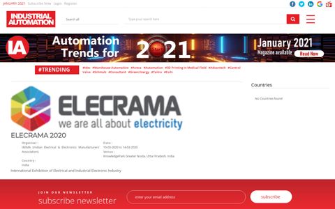 Events | ELECRAMA 2020 - Industrial automation magazine