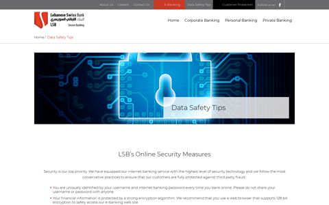 Data Safety Tips - LSB - Lebanese Swiss Bank