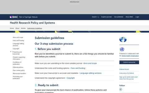 Health Research Policy and Systems | Submission guidelines