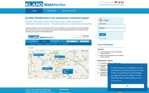 KLARO WebMonitor® for wastewater treatment plants