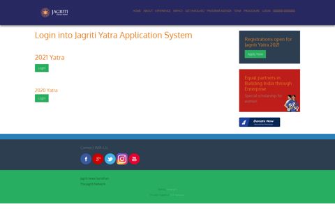 Jagriti Yatra Login